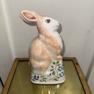 Rye Pottery Hand Painted Hare / Rabbit With Blue Flowers
